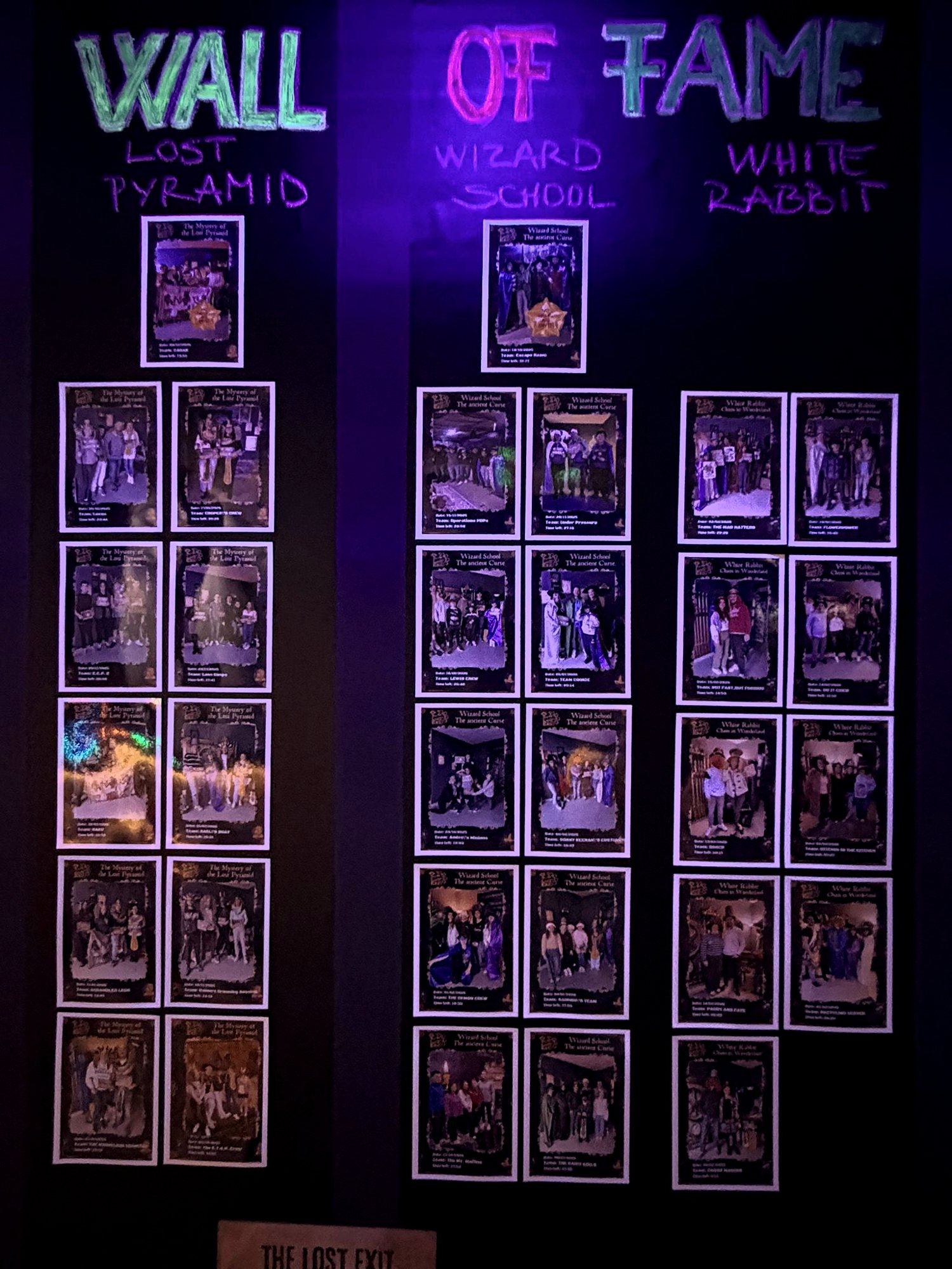 The Lost Exit reception wall of fame